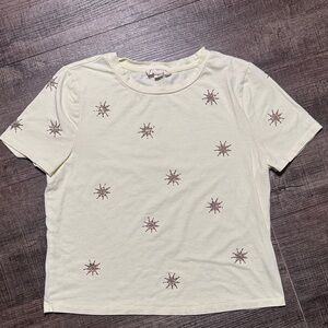 Marled Star Pattern Short Sleeve Top